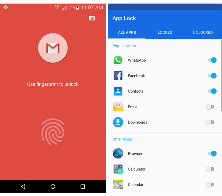 برنامه App Lock Fingerprint Password: قفل گذاری اپلیکیشن های نصب شده