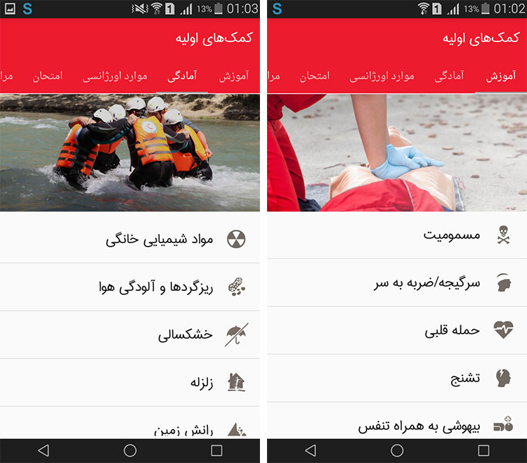 برنامه رسمی هلال احمر: آموزش فارسی کمک های اولیه در حوادث