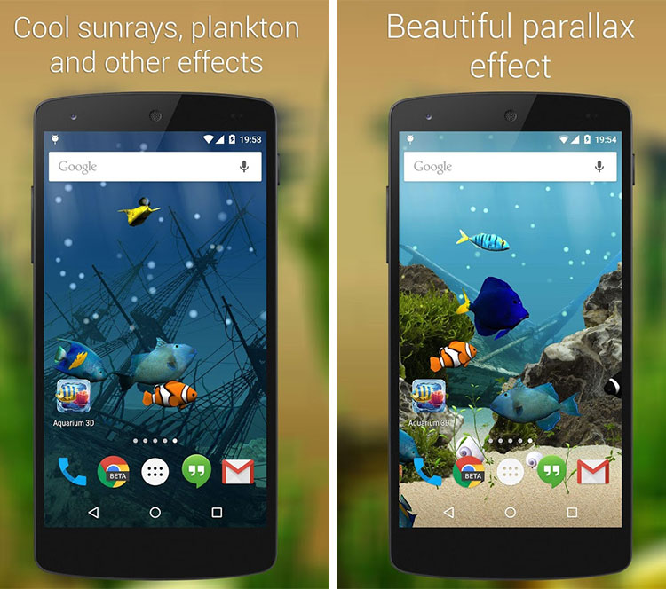 برنامه Aquarium 3D Live Wallpaper: آکواریوم اندرویدی 