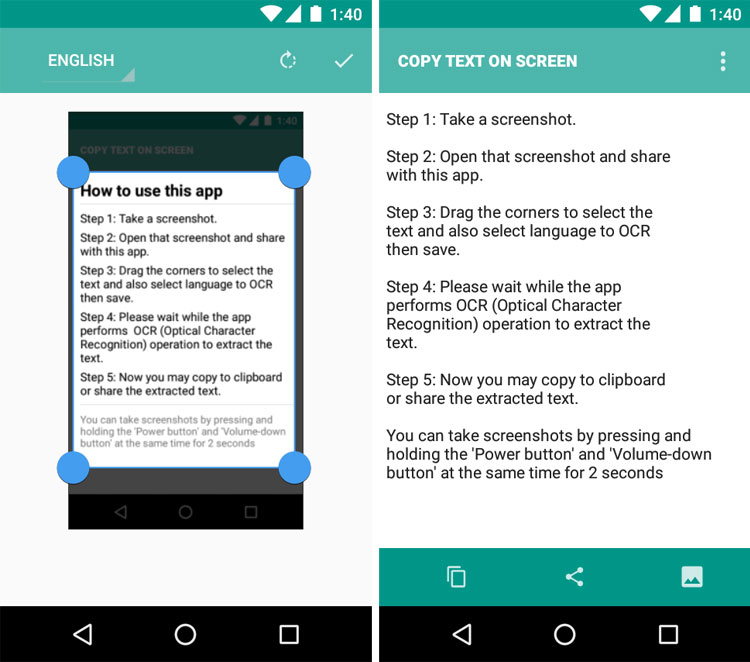 برنامه Copy Text On Screen: کپی متن پیام ها و خطاهای گوشی 
